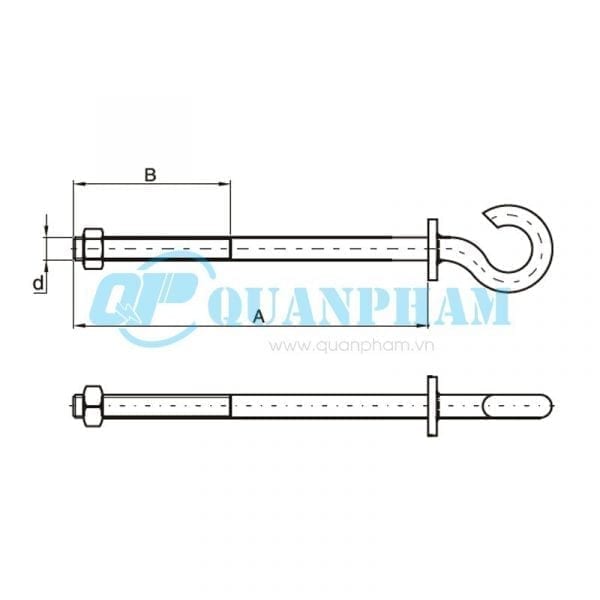 Bulông móc Hình 1: Bulông móc (Ảnh: quanpham)