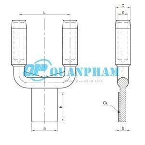 Bản vẽ kỹ thuật Cosse ép chuyển tiếp đồng-nhôm type SSYG, compress 0°