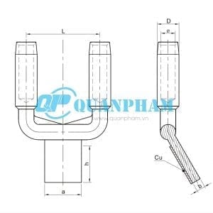 Bản vẽ kỹ thuật Cosse ép chuyển tiếp đồng-nhôm 2 dây dẫn type SSYG, compress 30°