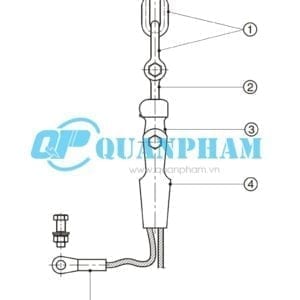 Bản vẽ kỹ thuật chuỗi néo đơn cho dây chống sét 70KN