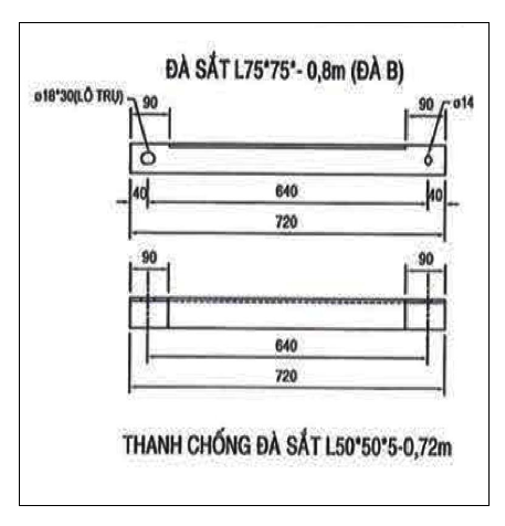 Bộ đà thép đỡ máy biến thế L75x75x8x0.8m Bộ đà thép đỡ máy biến thế L75x75x8x0.8m
