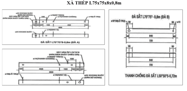 Bộ đà thép đỡ máy biến thế L75x75x8x0.8m Bộ đà thép đỡ máy biến thế L75x75x8x0.8m