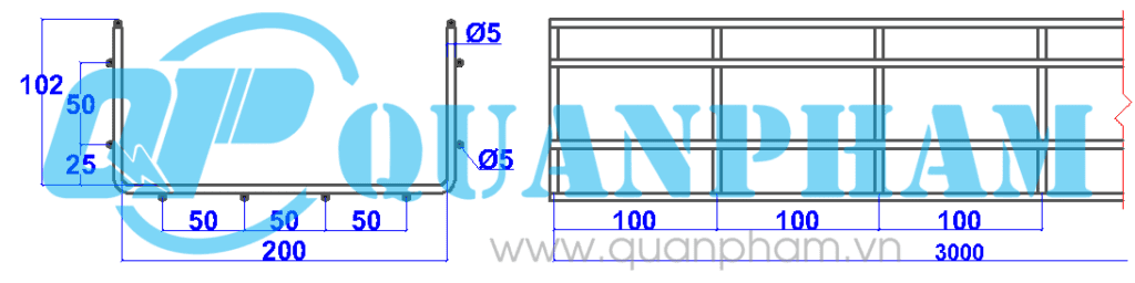 Máng lưới 100x200x5mm