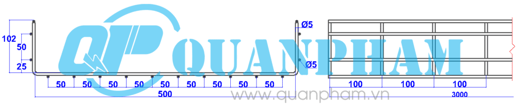Wire mesh cable tray 100x500x5mm