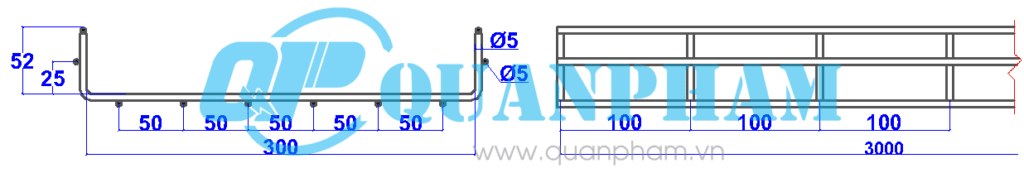 Wire mesh cable tray 50x300x5mm