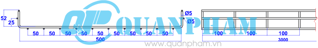 Máng cáp lưới 50x500x5mm